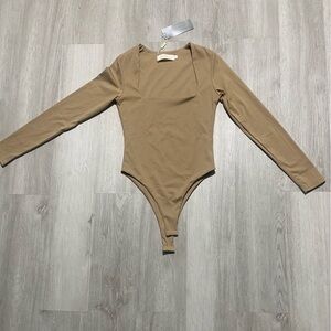 Tan Long Sleeve Bodysuit